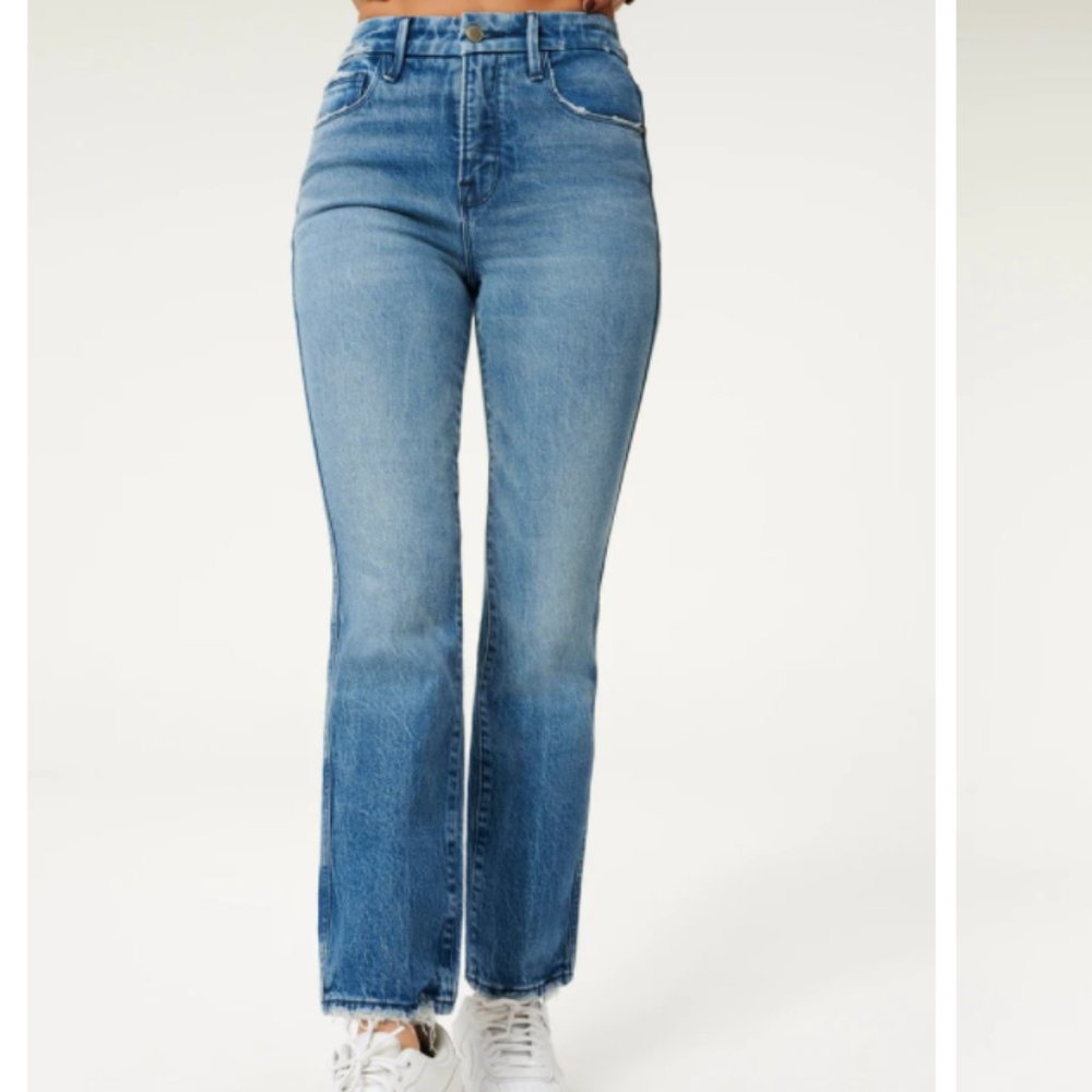 WORN ONCE - GOOD CURVE STRAIGHT NATURAL FRAY HEM